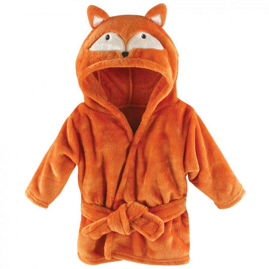 Hudson Baby Infant Boy Plush Animal Face Bathrobe, Fox, 0-9 Months