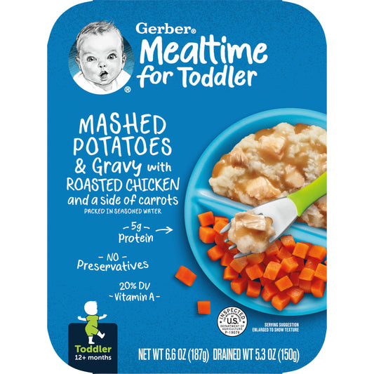 Gerber Lil' Entrees Mashed Potatoes and Gravy with Roasted Chicken and Carrots Toddler Food, 6.6 Oz