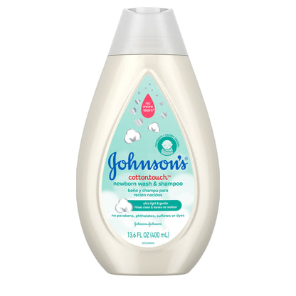 Johnson's CottonTouch Newborn Baby Shampoo and Body Wash Soap, 13.6 oz