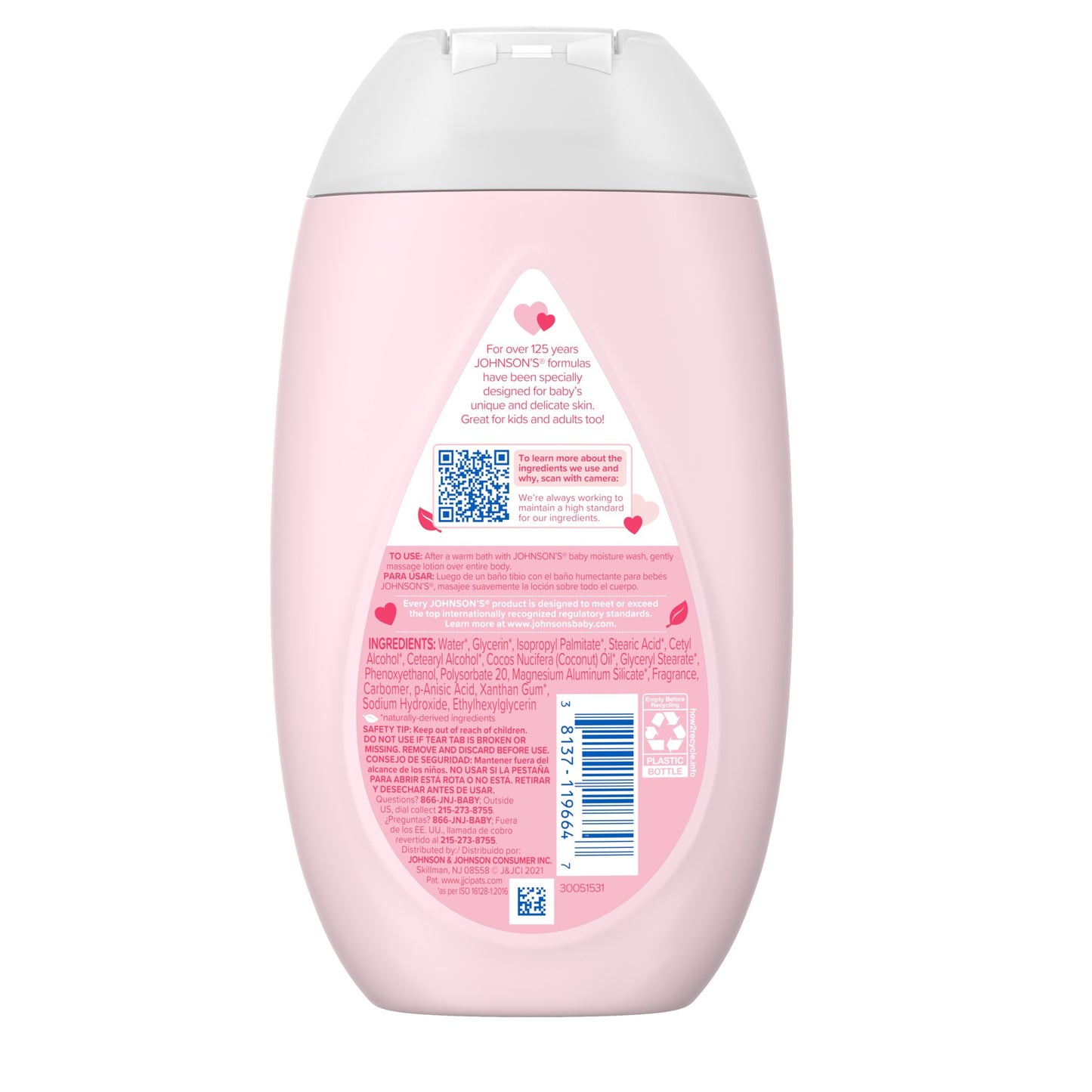 Johnson's Moisturizing Pink Baby Lotion with Coconut Oil, 13.6 fl. oz